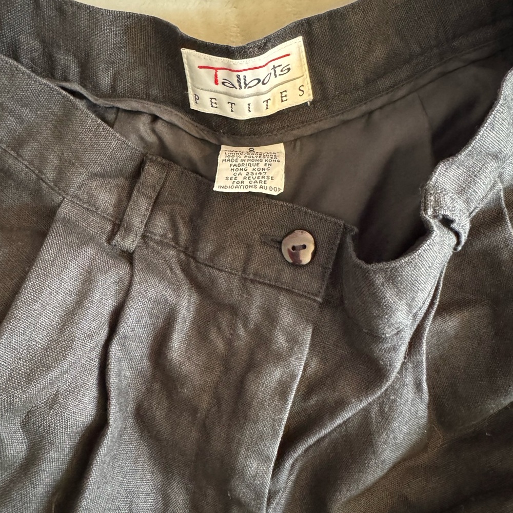 Talbots Black Linen Pleated Front Pants